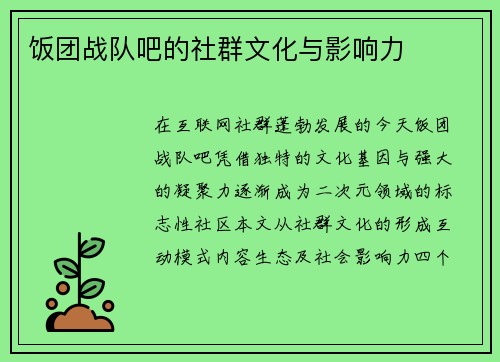 饭团战队吧的社群文化与影响力